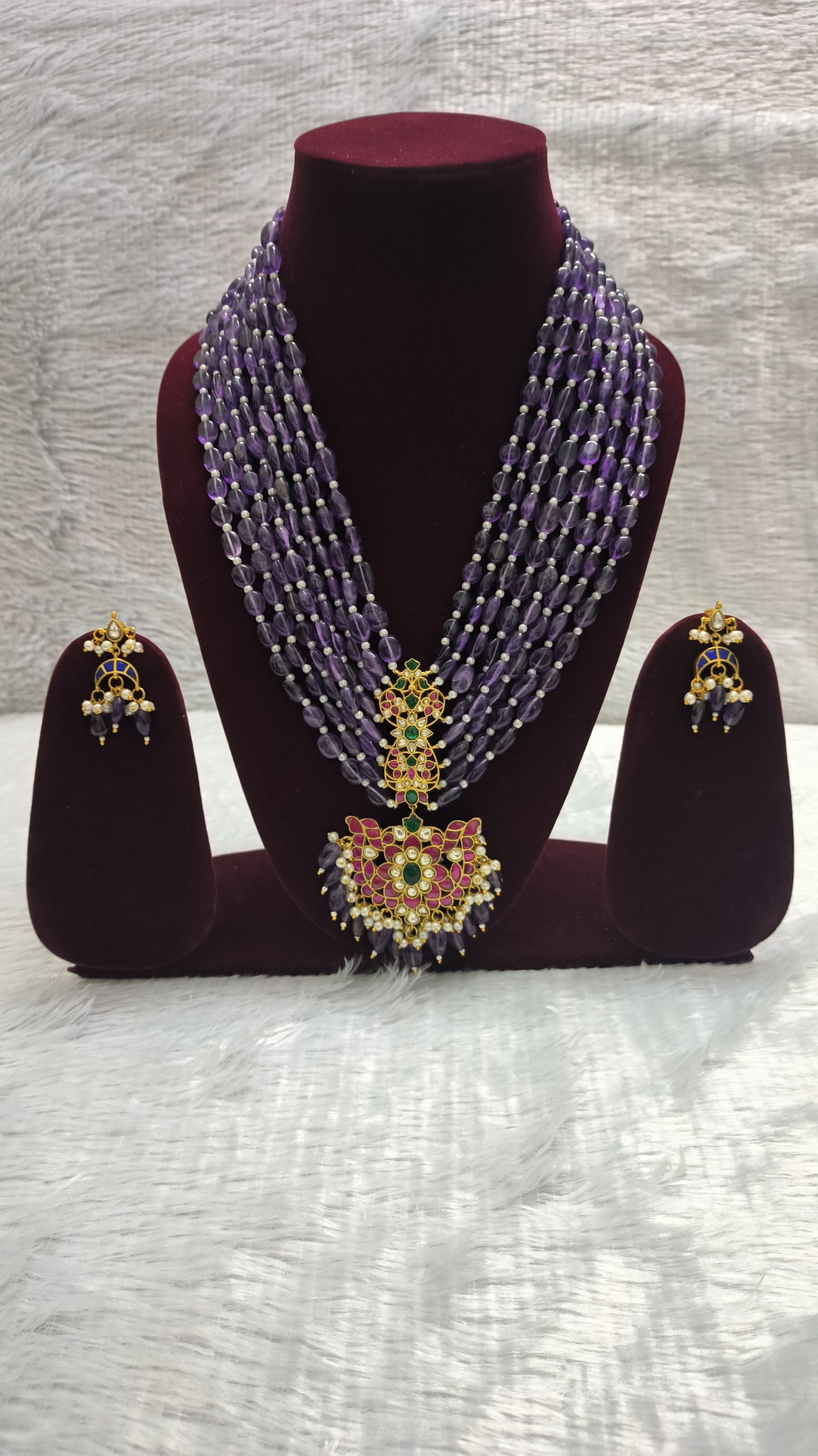 Heavy Jadau Pendant Multi Layered Rani Haar