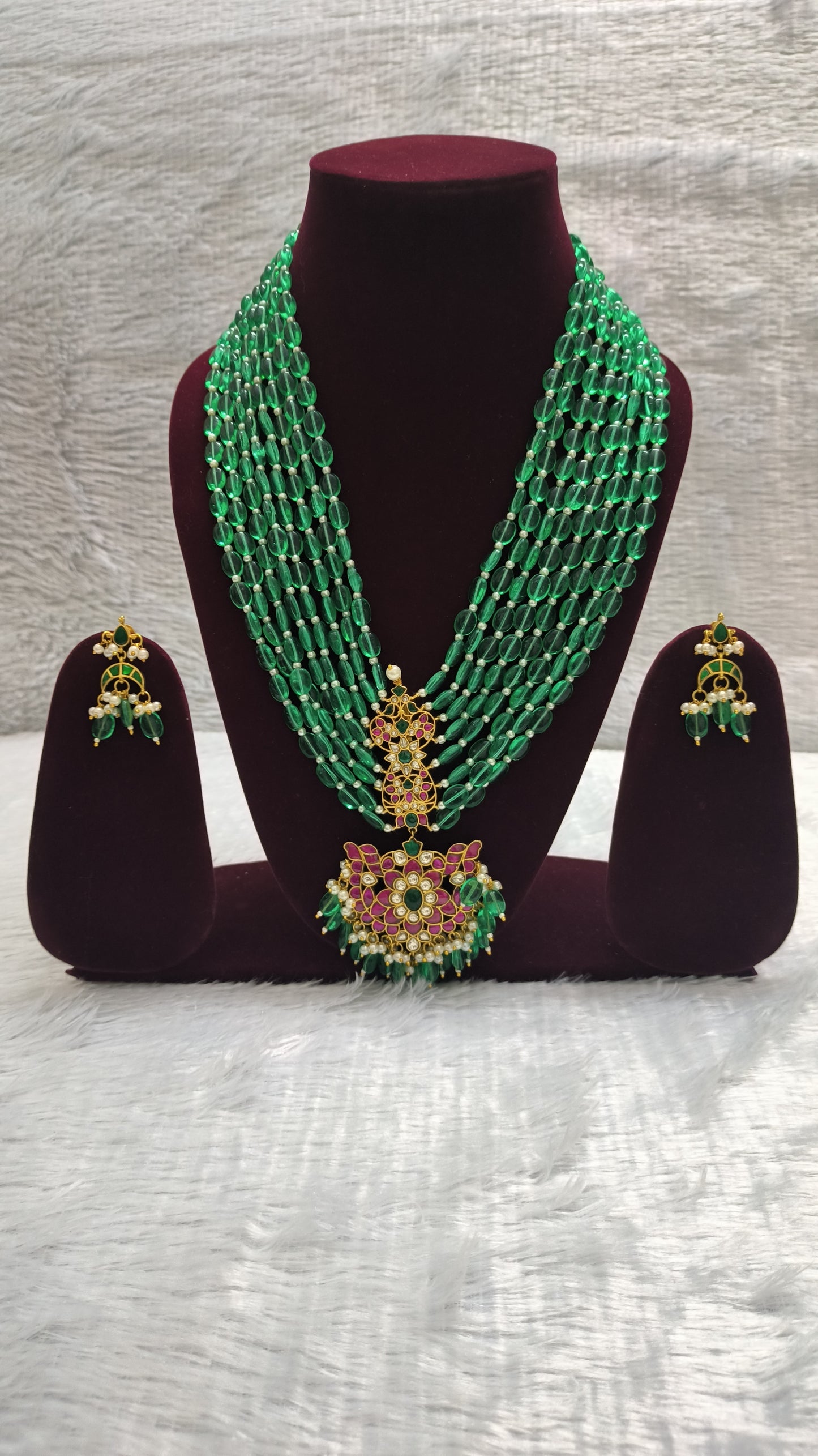 Heavy Jadau Pendant Multi Layered Rani Haar