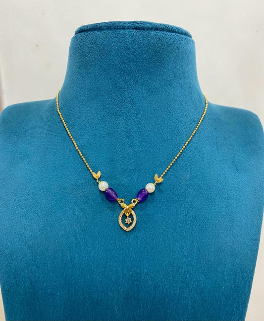 Simple Cute chain with Small pearl and Pearl Beads With Earrings