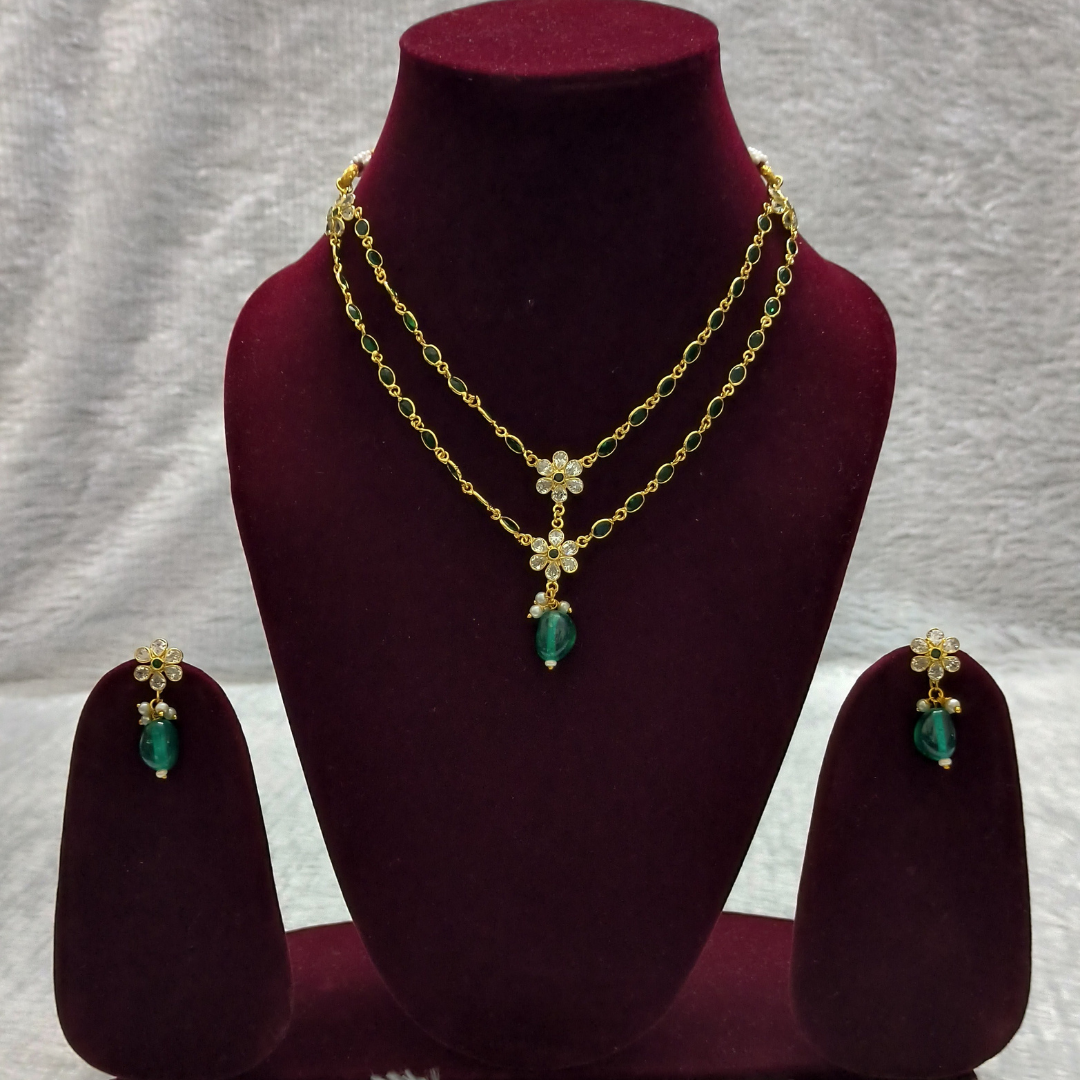 Gorgeous 2 layered 22K gold coated Ruby Kundan Necklace Set