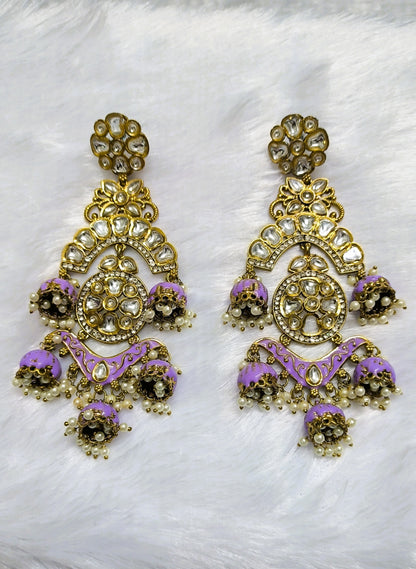 Stylish Meenakari Earrings with Jhumka