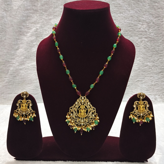 Pretty Beads Mala set with 22K Gold Plated Pendant