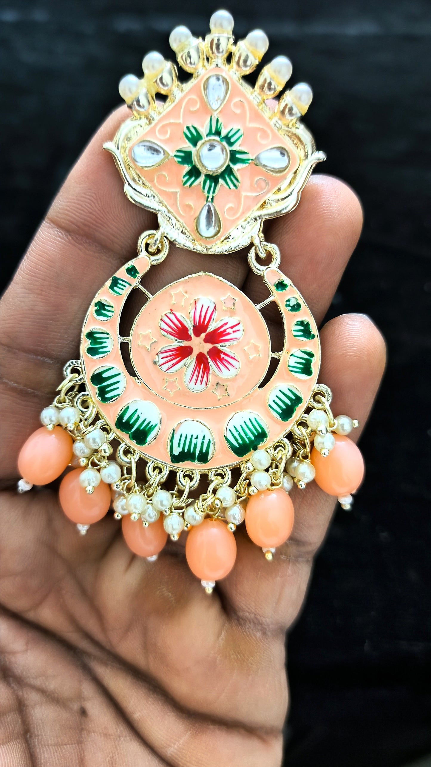 Cute Orange Meenakari Earrings