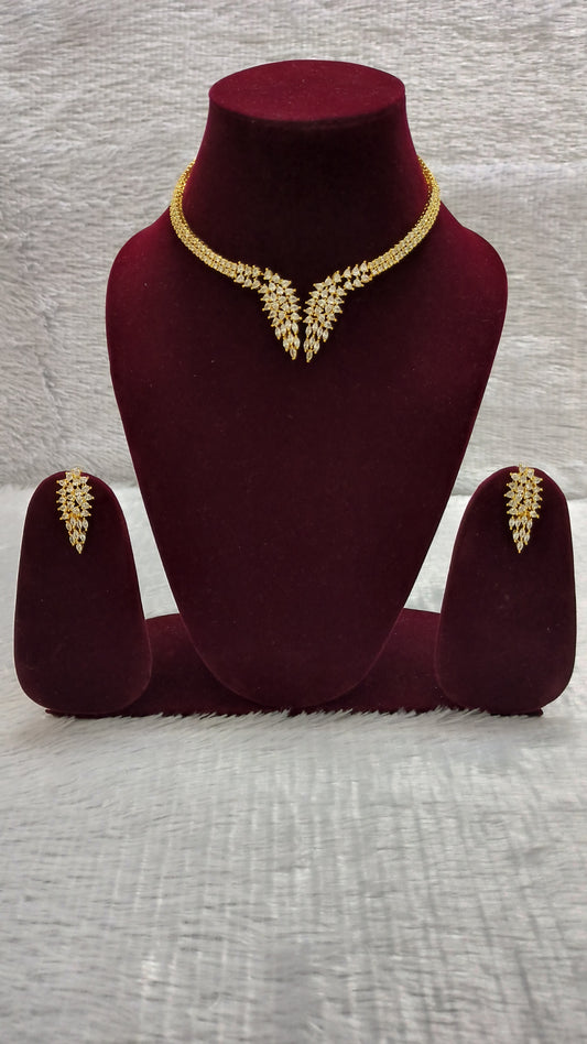 Elegance Gold Plated CZ Diamond Necklace Set