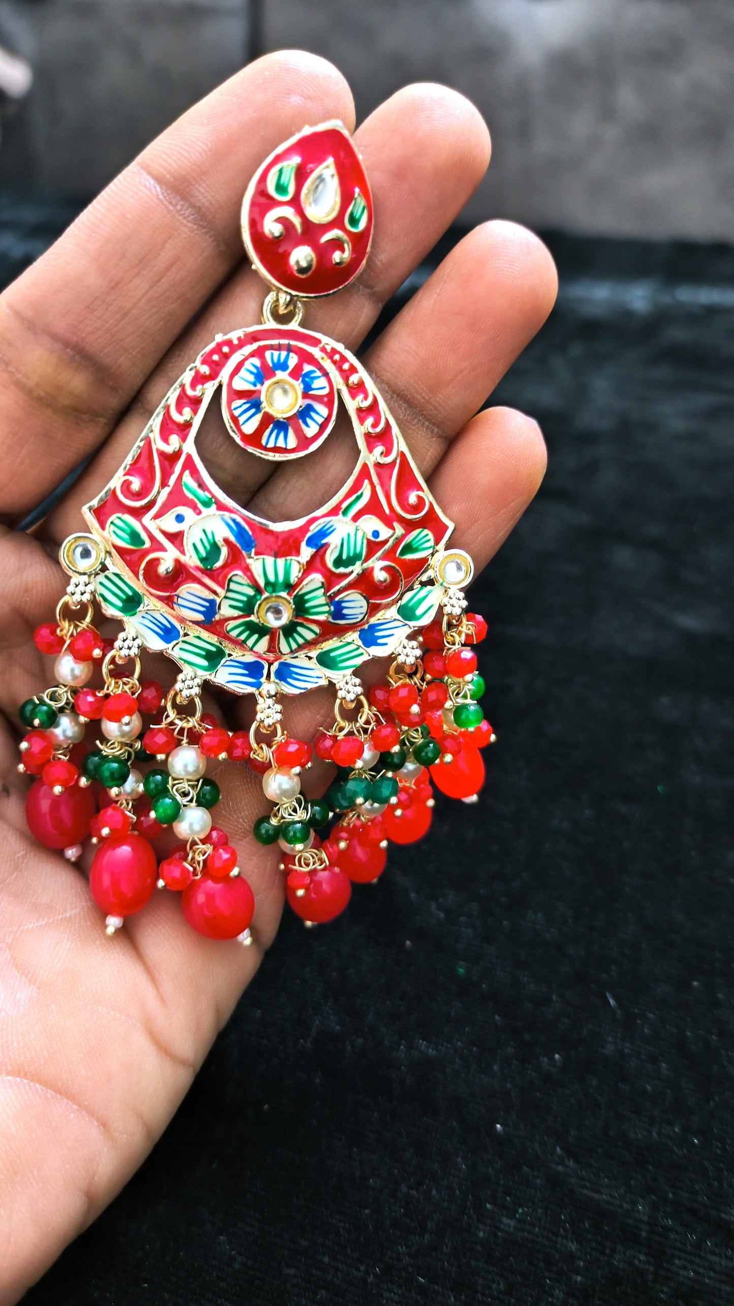 Amazing Red Meenakari Design Earrings