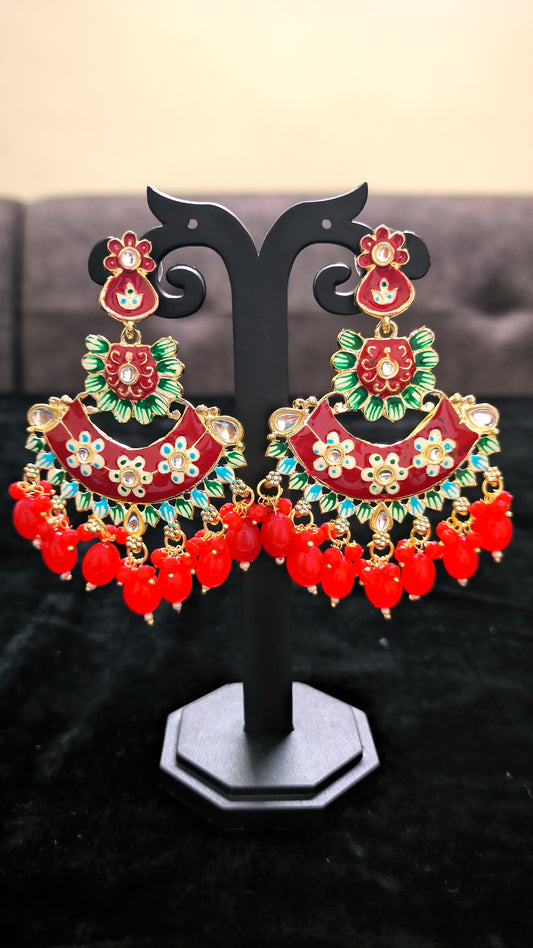 Amazing Red Meenakari Design Earrings