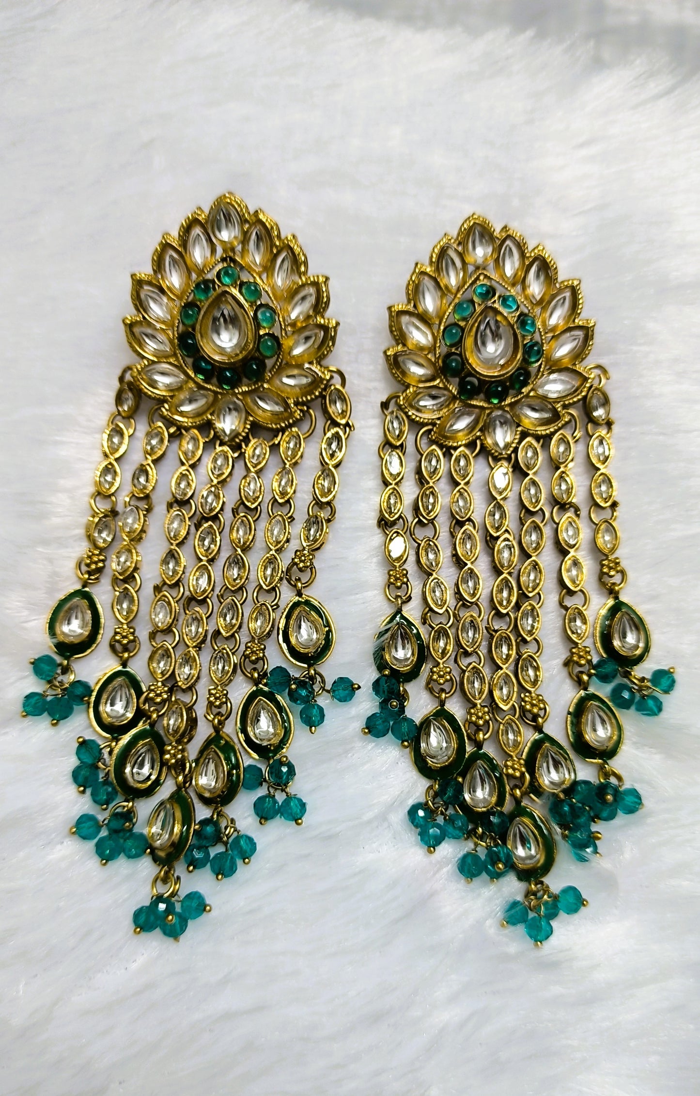 Dazzling Earrings with Kundan Drops