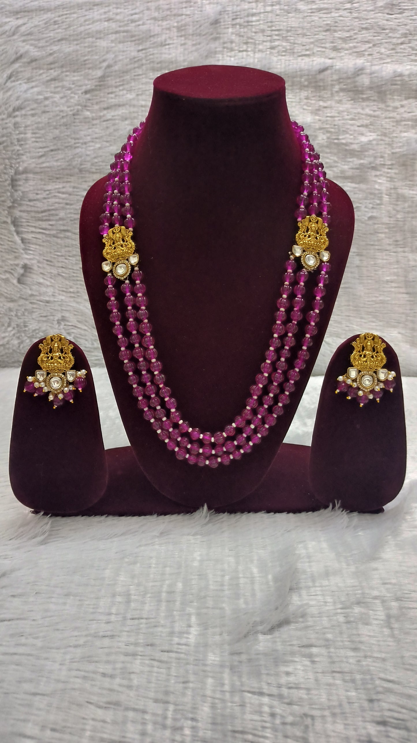 Pumpkin Beads with Moissanite Lakshmi Motifs