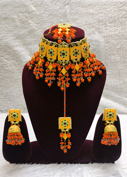 Gorgeous Meenakari Bridal Choker Set with Maang Tikka