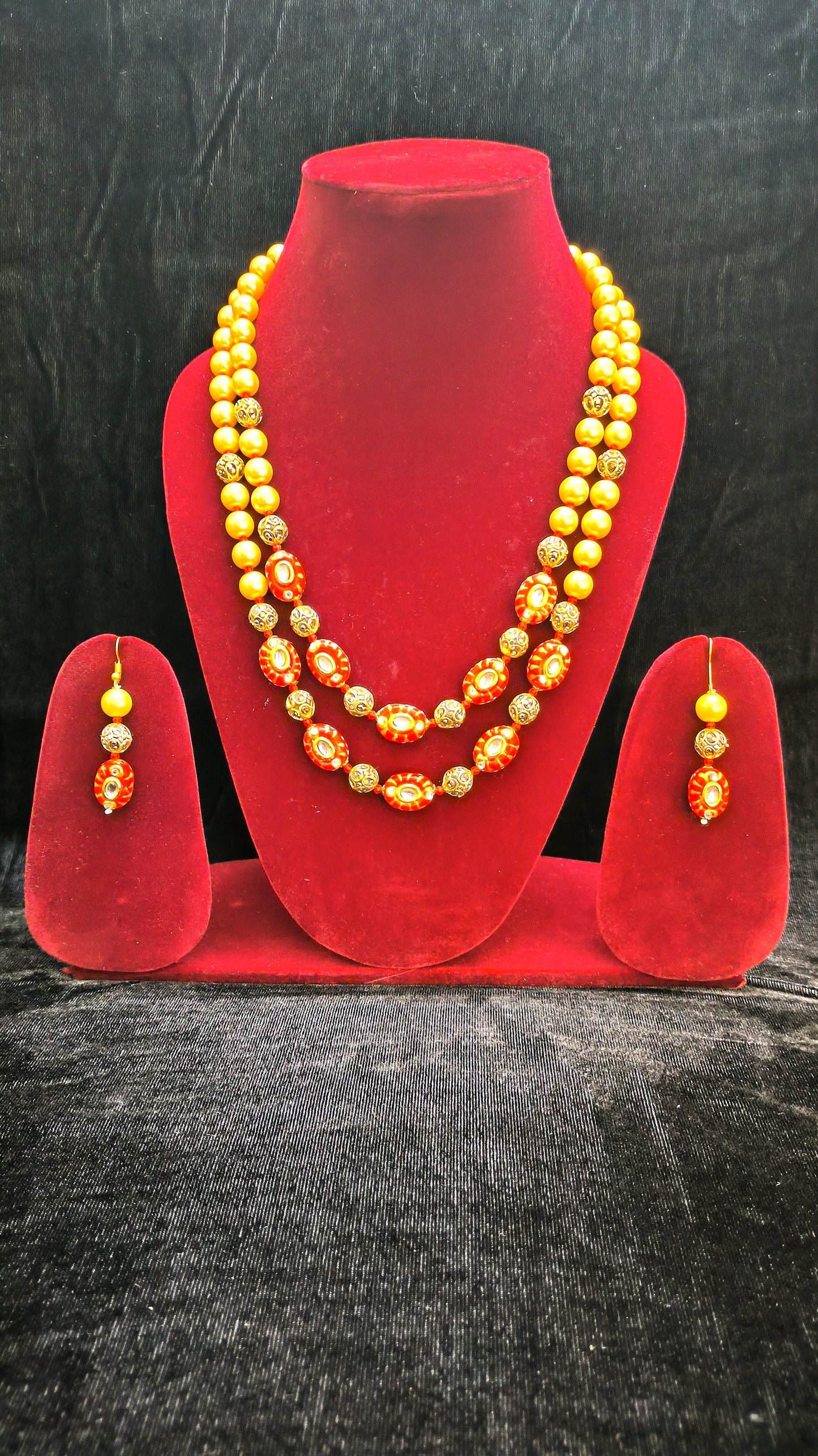 Beads Mala With Simple Earrings Set