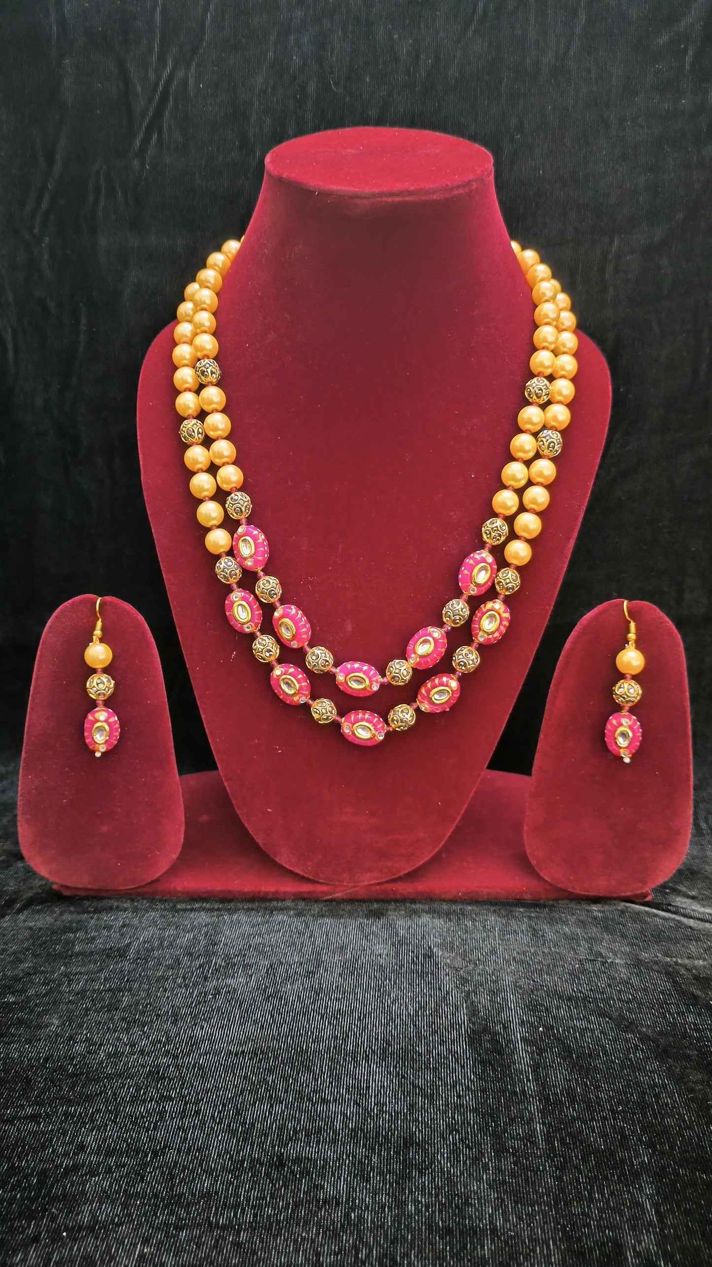 Beads Mala With Simple Earrings Set