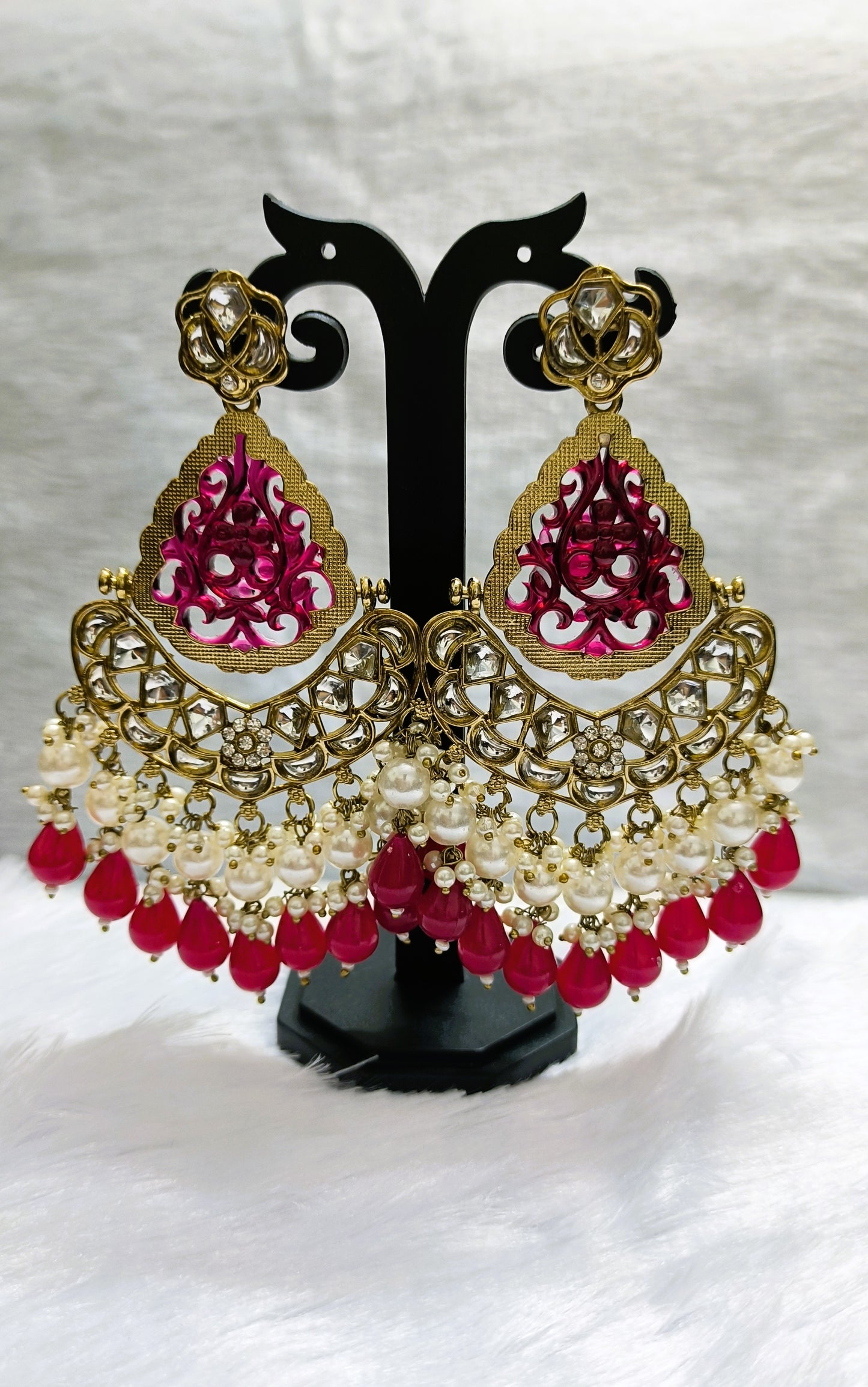 Dazzling Earrings with Pearl Drops and Beads