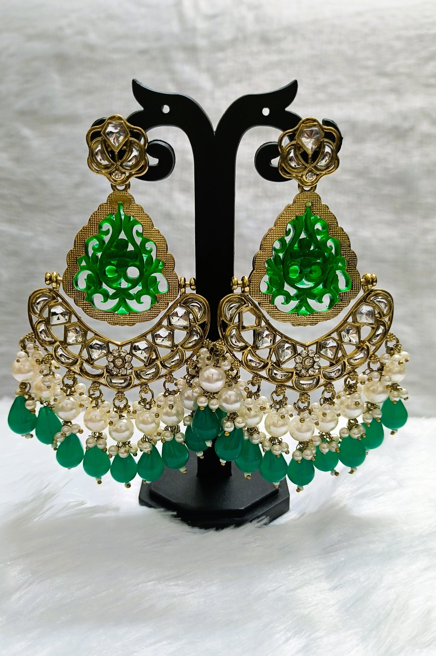 Dazzling Earrings with Pearl Drops and Beads