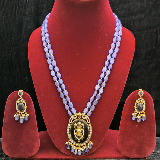 Beautiful Purple Beads With Balaji Pendent