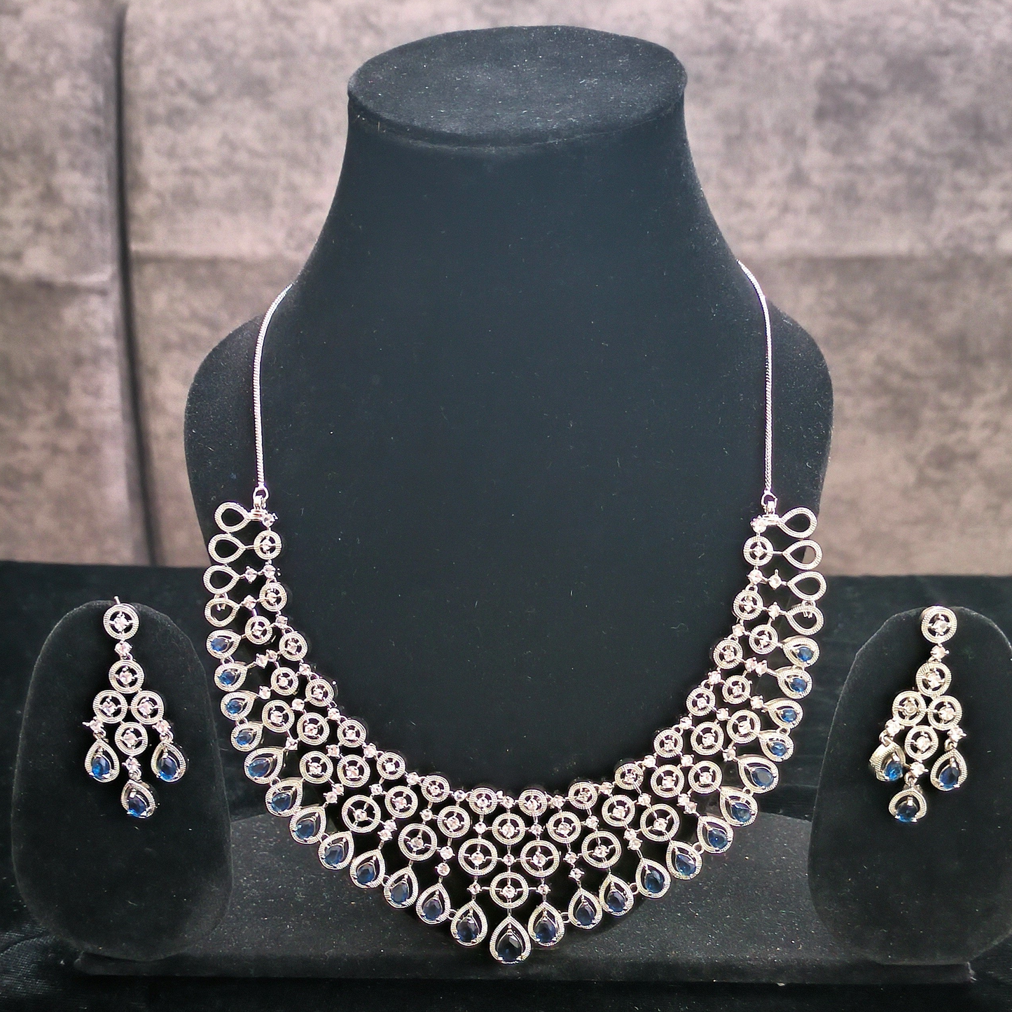 Heavy American Diamond Short Necklace Set