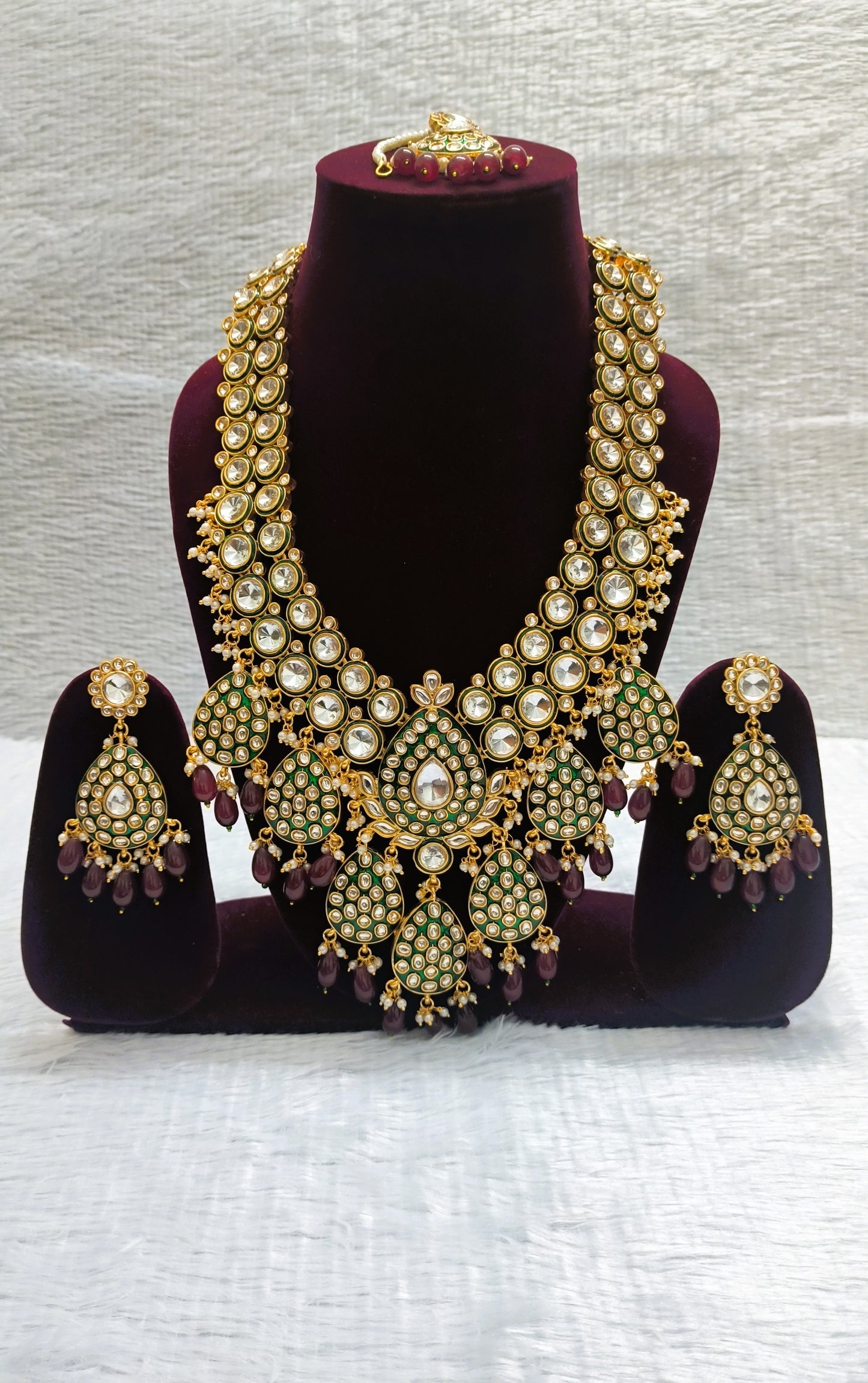 Gorgeous Heavy Long Necklace with Maangtikka and Drops