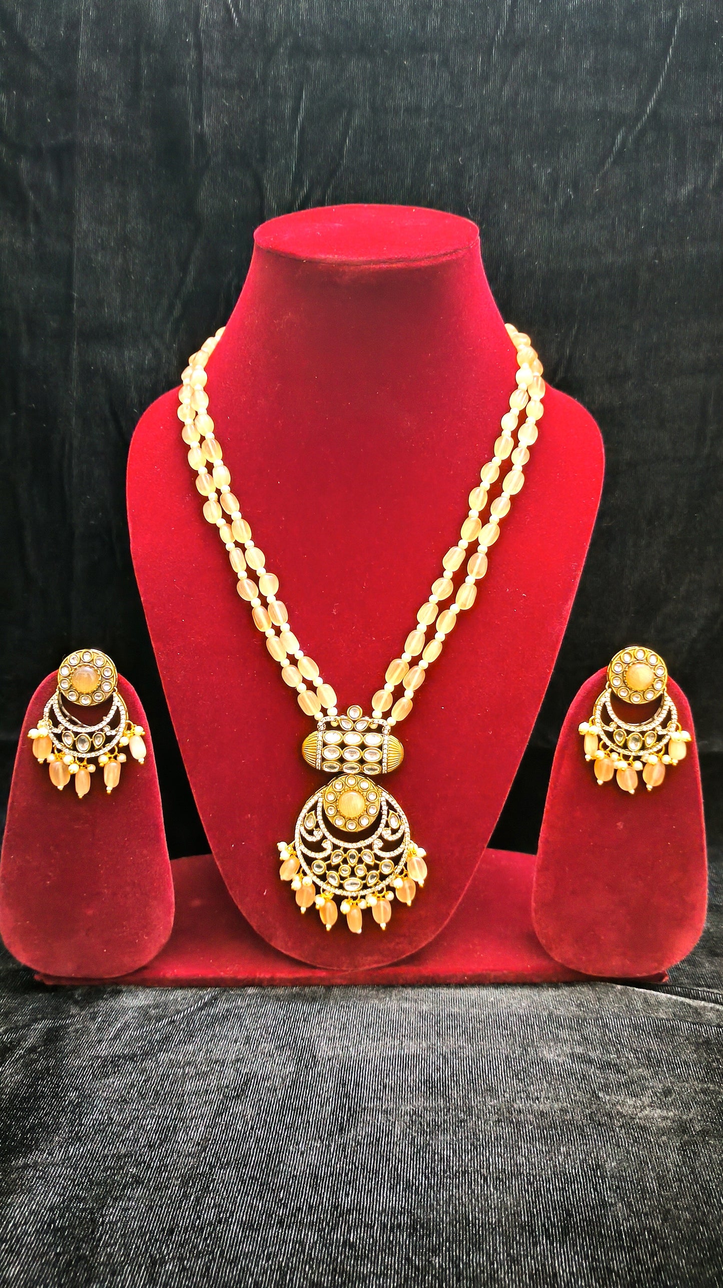 Yellow Beads Mala Set With Amazing Pendent