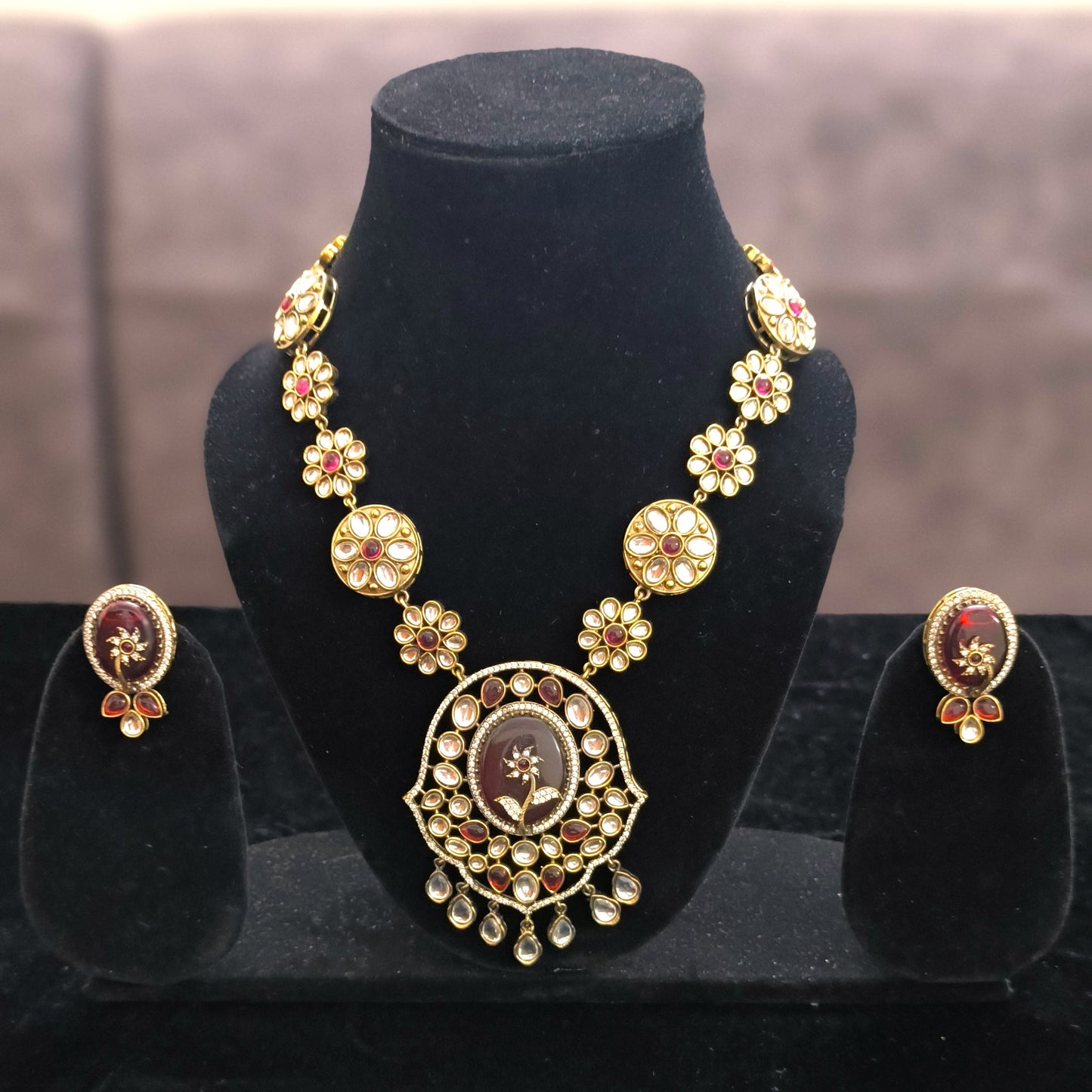 Astonish Brown Polki Kundan Set