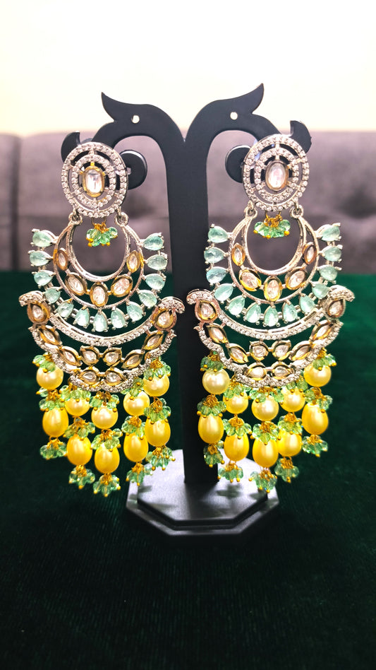 Amazing Earrings With CZ's Stone and Pearls hanging