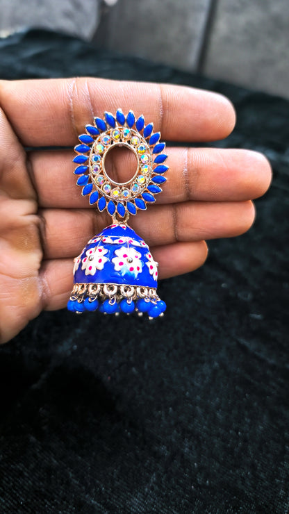 Beautiful Blue Meenakari Butta Earrings