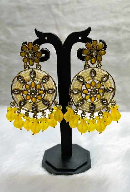 Stunning Beads Earrings with Kundan and Pearls