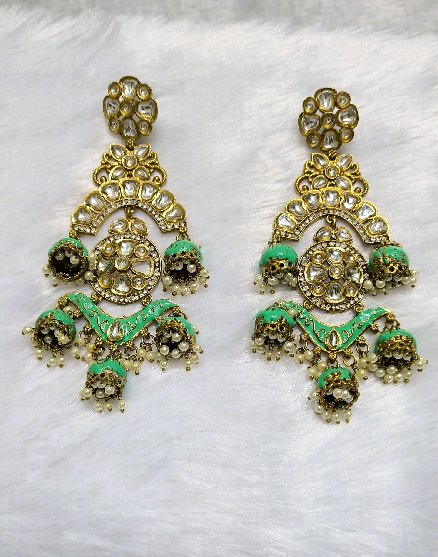 Stylish Meenakari Earrings with Jhumka