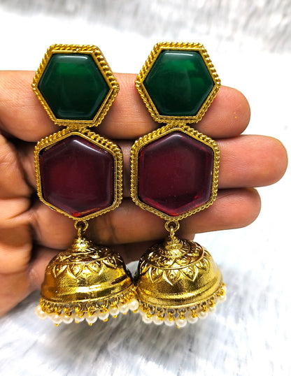 Multi Color Gold Jhumka