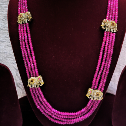 Purple Beads Long Haram with Elephant designs