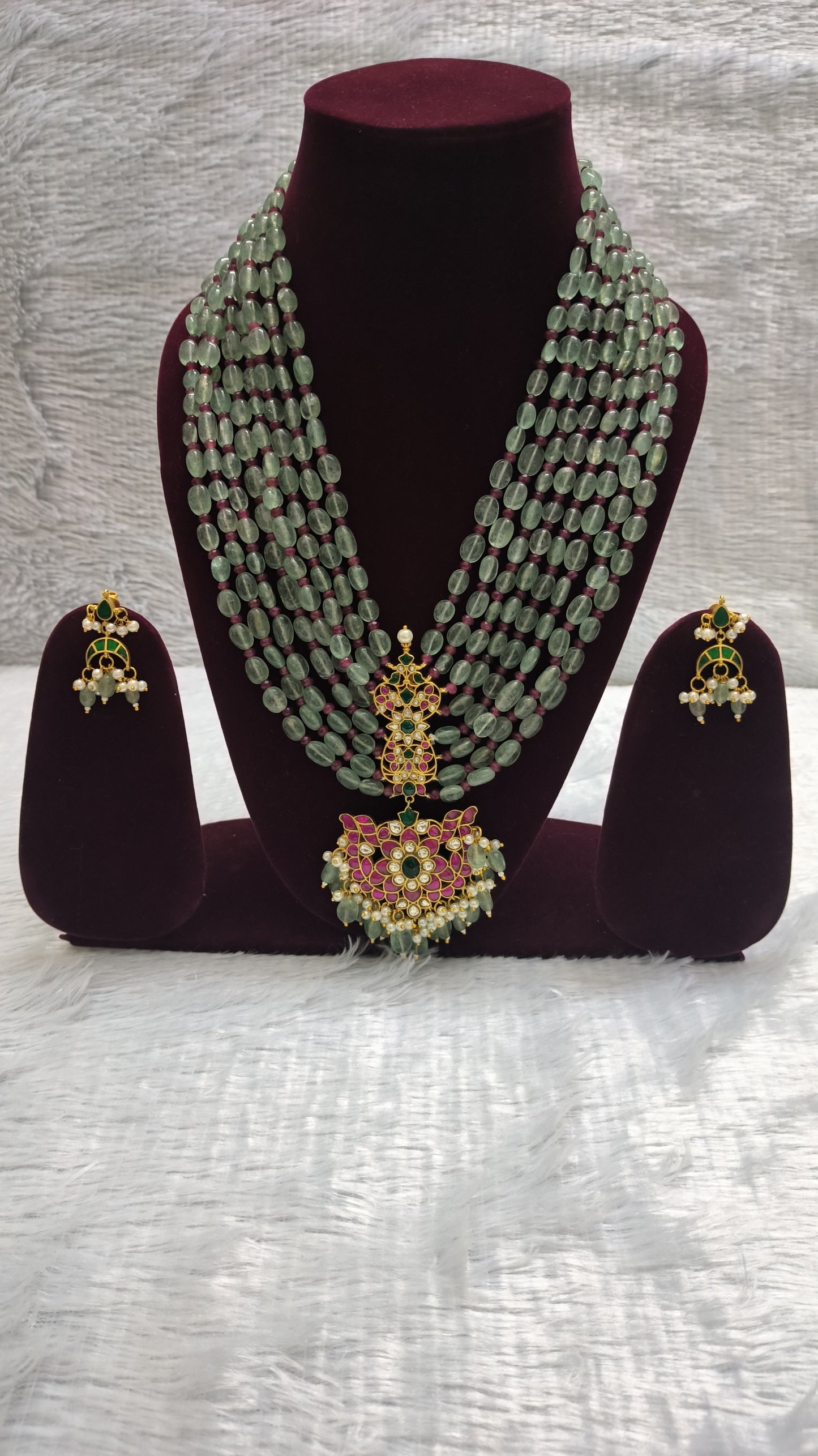 Heavy Jadau Pendant Multi Layered Rani Haar