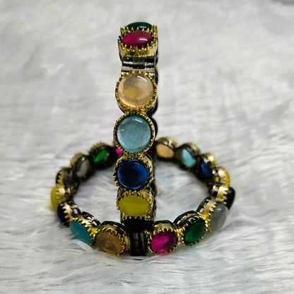 Radiant Rainbow colored Adjustable Bangle Set