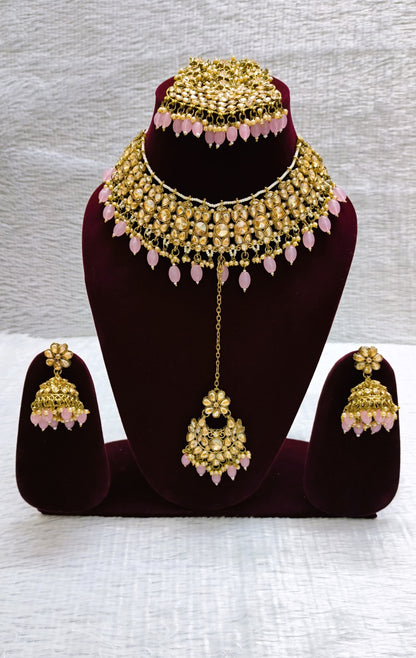 Stunning Choker With Jhumkas And  Big Maangtikka