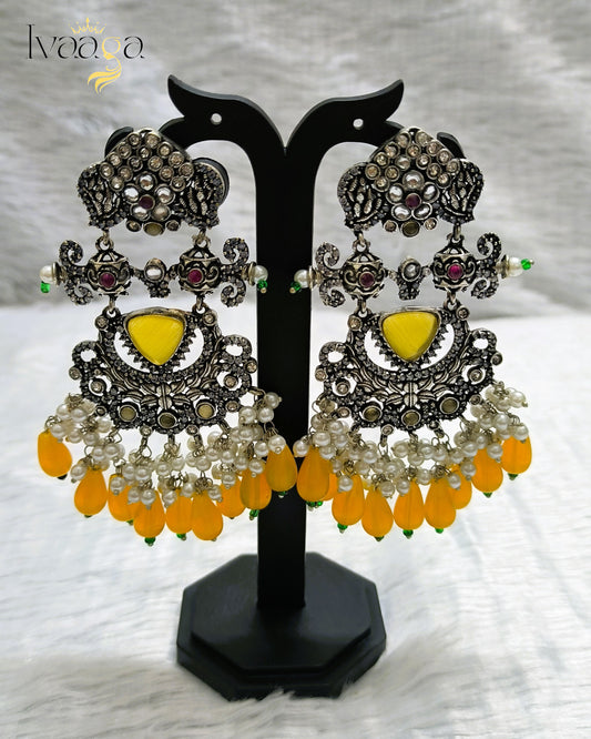 Trendy German Silver Replica Chandbali Earrings