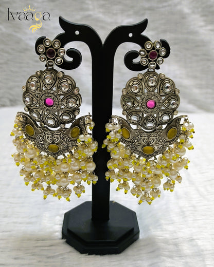 Attractive Oxidized Stone Studded Earrings