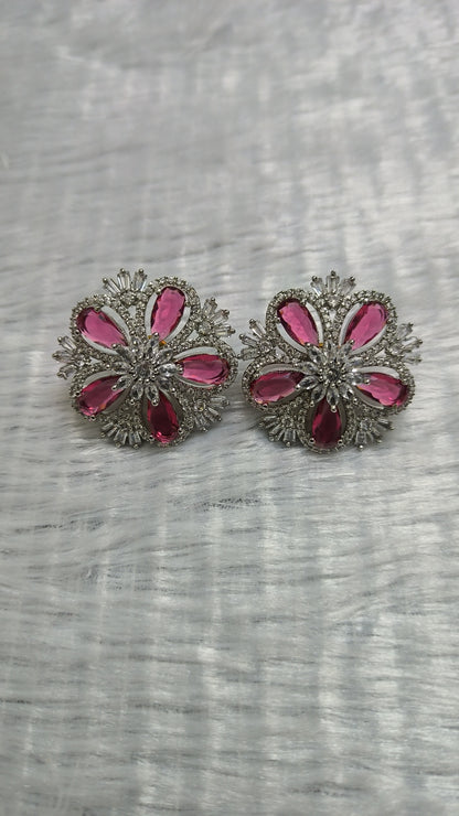 Indian Earrings/ American Diamond Earrings/ Bollywood CZ earrings/ CZ Studs/ Wedding Jewelry