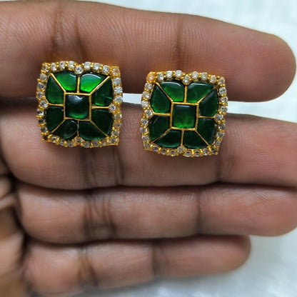 Beautiful Jadau Studs With Pacha Stones