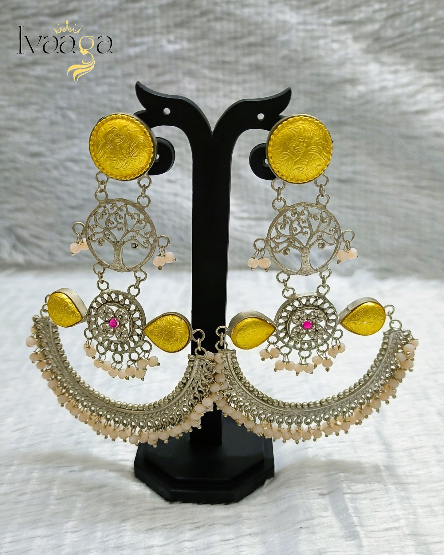 Beautiful Dual tone Chandbali Earrings with Pearl Drops