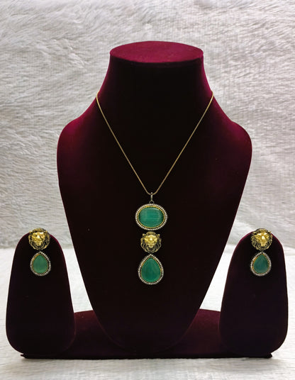 Sabyasachi Inspired Monalisa Stone Water Drop Pendent Set