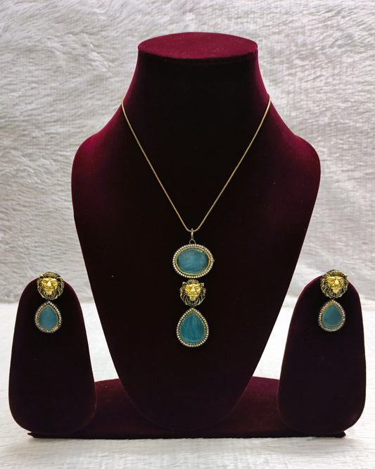 Sabyasachi Inspired Monalisa Stone Water Drop Pendent Set