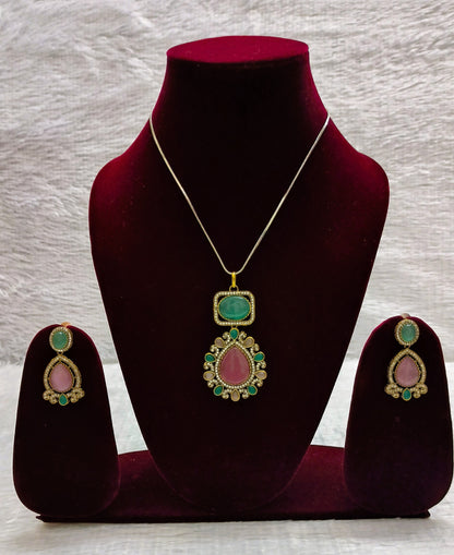 Sabyasachi Inspired Water Drop Pendent set with Kundans