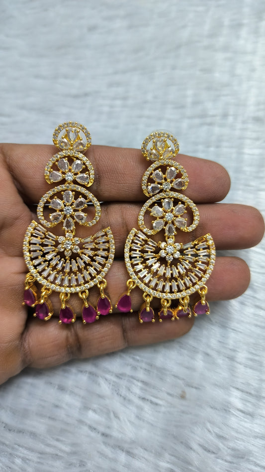 Elegant Stone Drop Chandbali Earrings