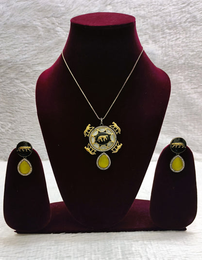 Sabyasachi Inspired Sun Shaped Pendent Set with Jaguars on it