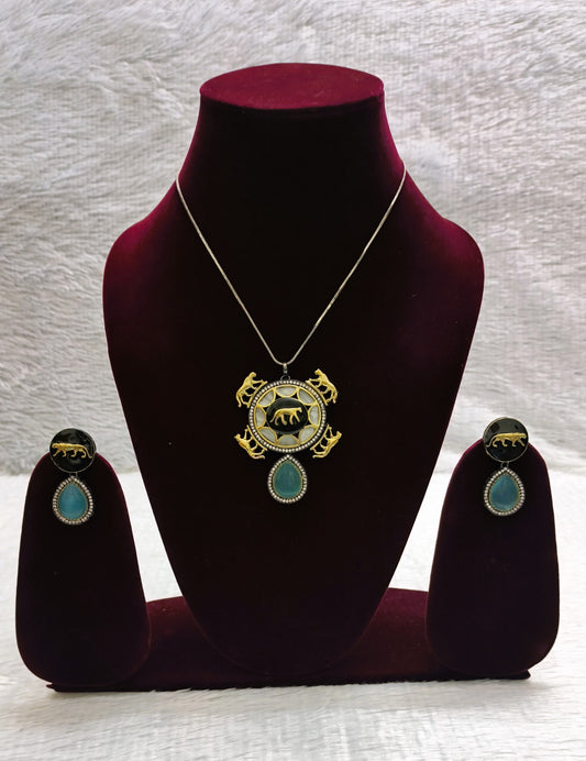 Sabyasachi Inspired Sun Shaped Pendent Set with Jaguars on it