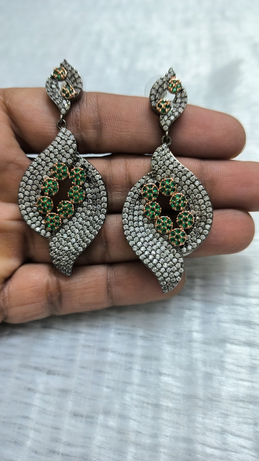 Platinum finish micro cz stone designer party wear earring