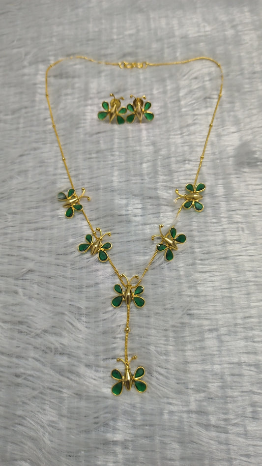 Butterfly Emerald gold sheet necklace