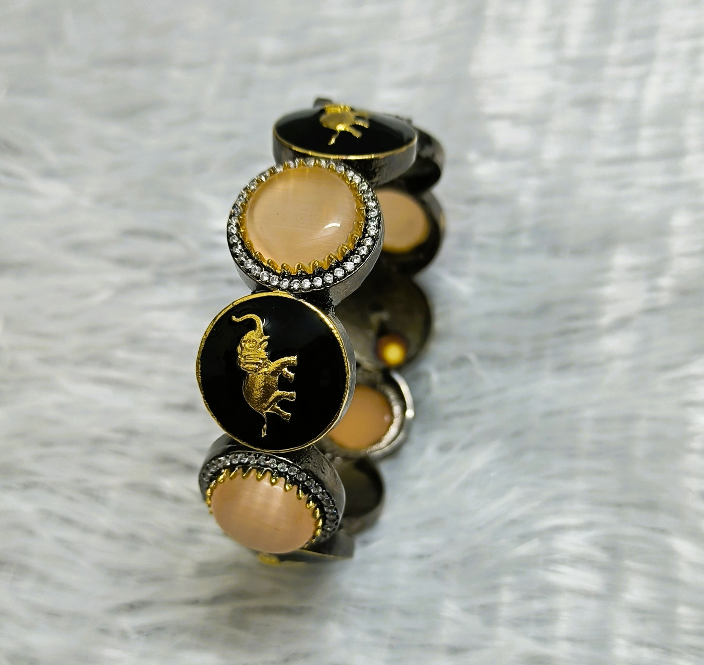 Sabyasachi Inspired Polki Kundan Bangle with Natural Stone