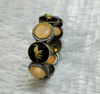 Sabyasachi Inspired Polki Kundan Bangle with Natural Stone