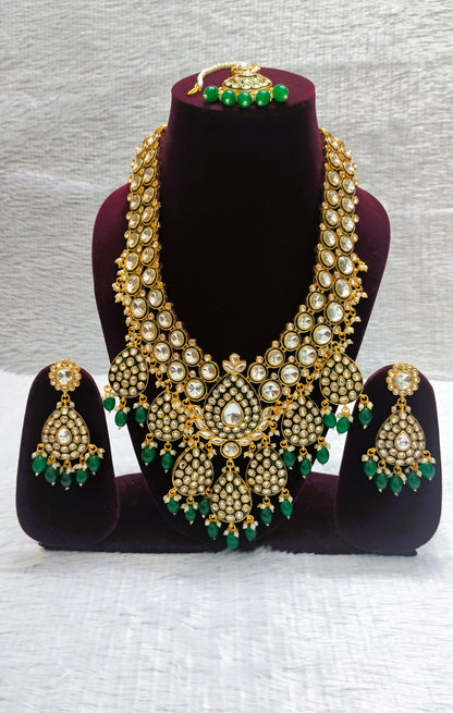 Gorgeous Heavy Long Necklace with Maangtikka and Drops