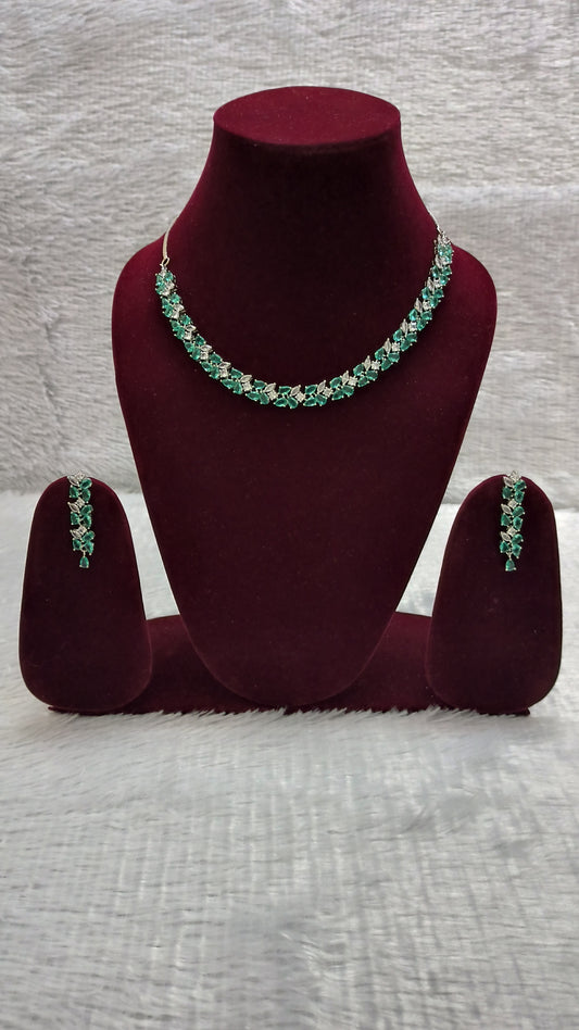 Round Neck Zircon/AD Necklace Set