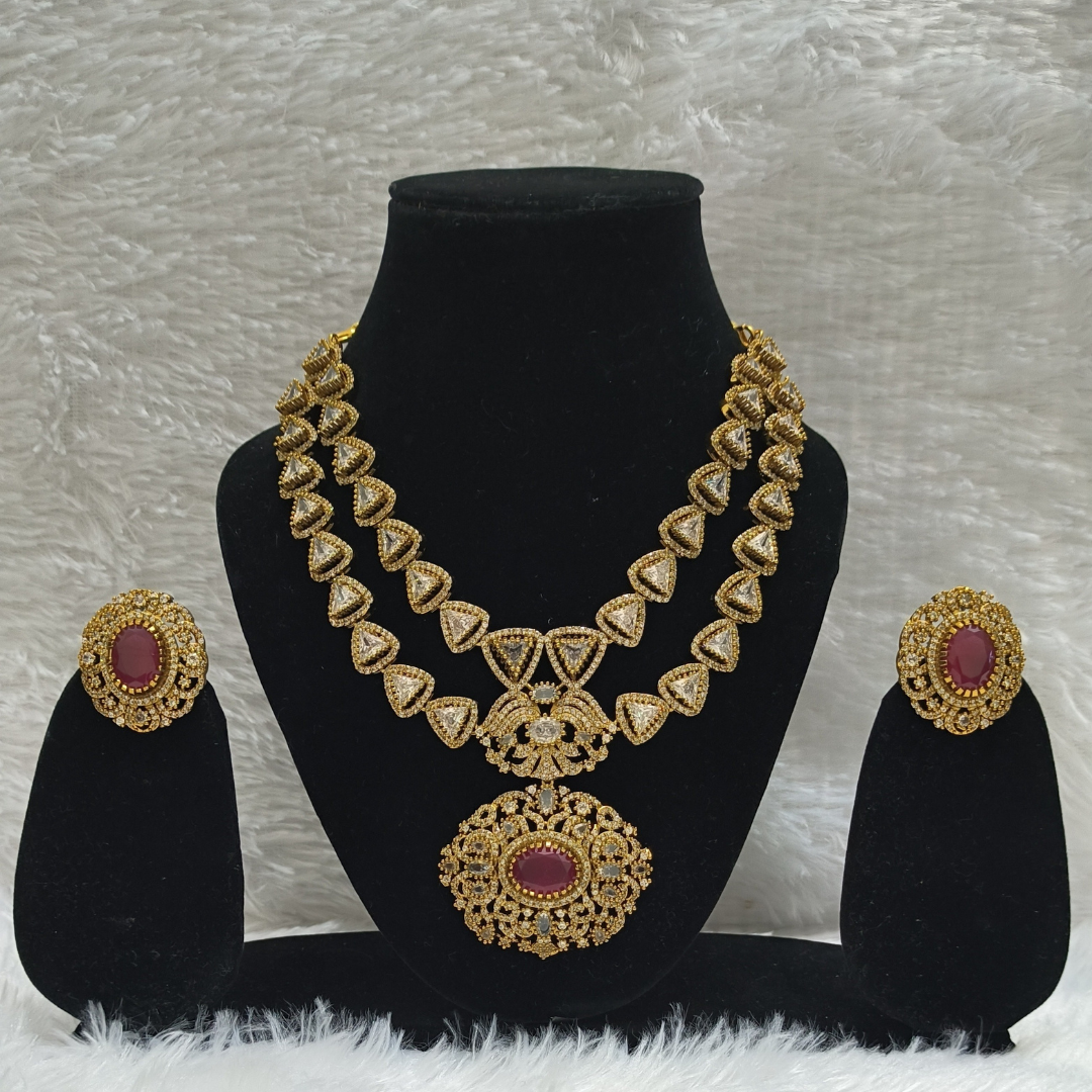 Stunning Mehendi polished Victorian Two layered Necklace Set