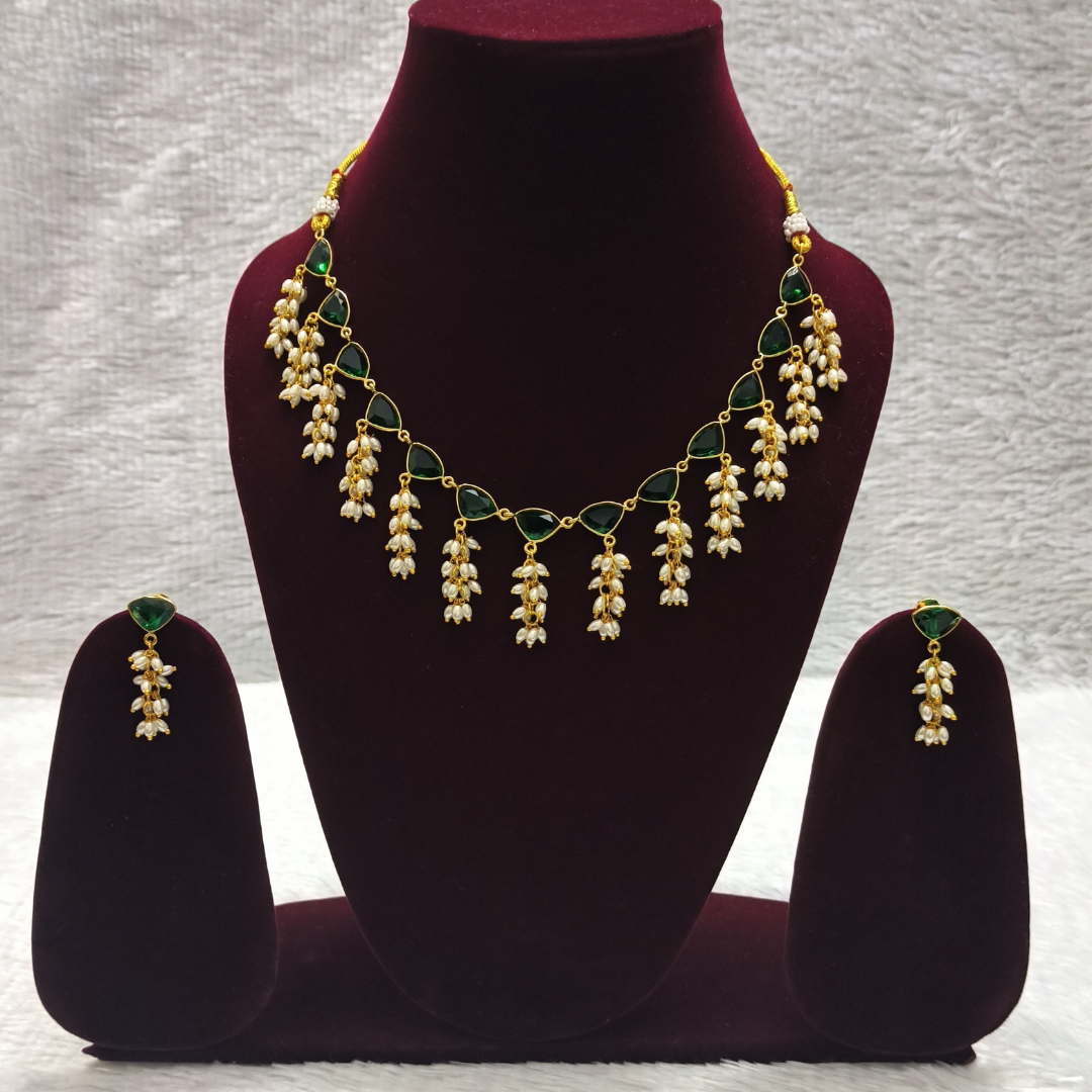 Pretty Pacha Necklace Set with Rice Pearl Drops